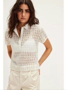 Free People We The Free Anna Eyelet Top in Clean Ivory
